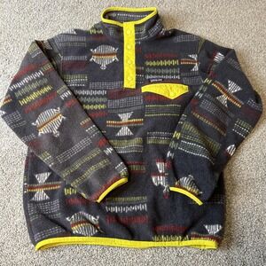 Patagonia Synchilla Pullover‎ Youth Large Gray Yellow Snap-T Fleece Southwest